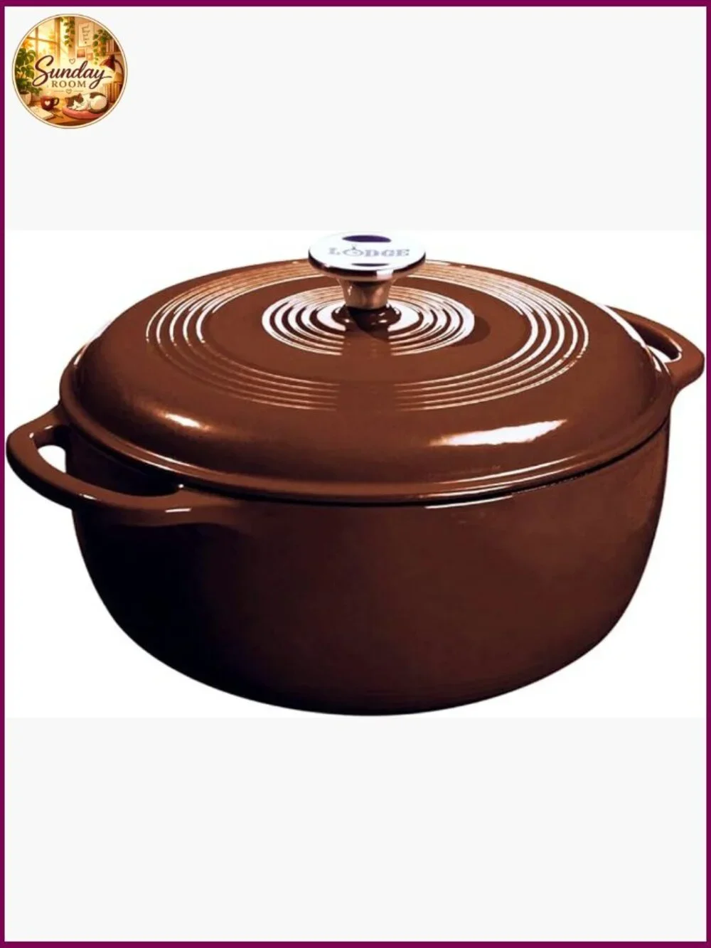 Lodge Enamel Cast Iron Dutch Oven 6 Qt - Bread Baking, Braising, Marinating &